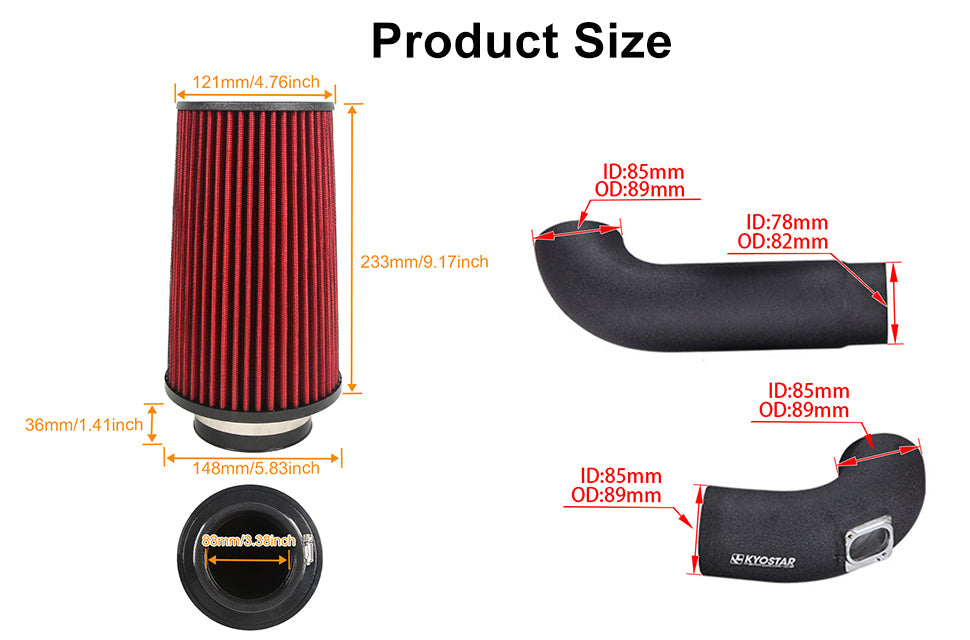KYOSTAR 3.5 Inch Cold Air Intake Kit for BMW F2X F3X 220i 228i 320i 328i 420i 428i N20 N26 2.0T 2014-2016