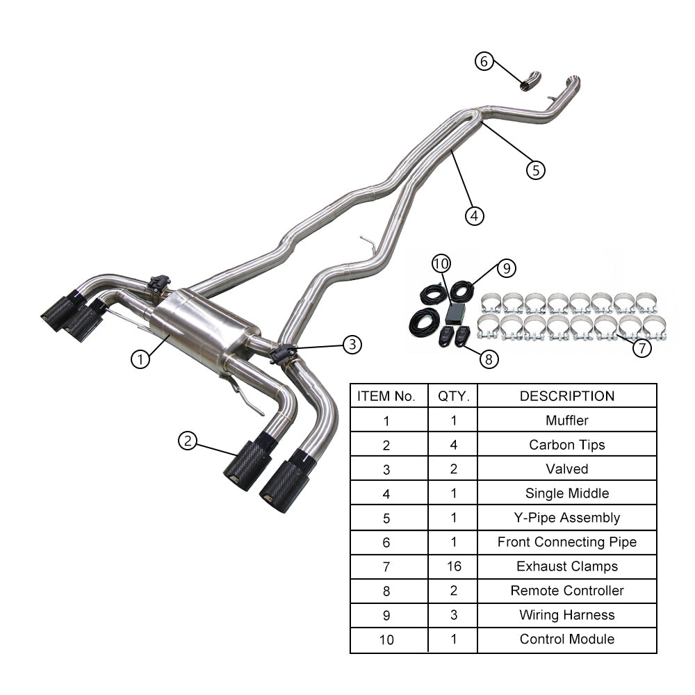 KYOSTAR Valved Sport Catback Exhaust System for 2022+ BMW G42 M240i B58 3.0T