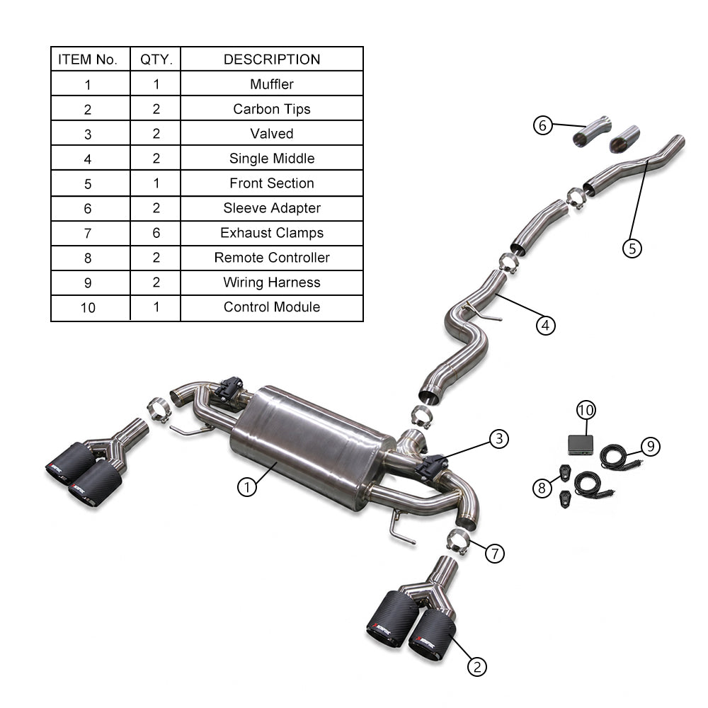 KYOSTAR Valved Sport Catback Exhaust System for 2019+ BMW G20 330i B48 2.0T
