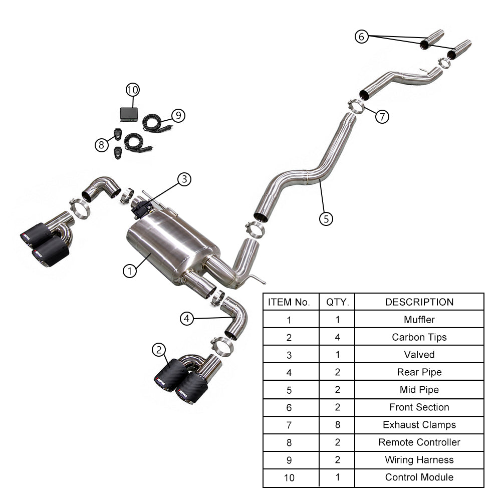 KYOSTAR Valved Sport Catback Exhaust System for 2012-2015 BMW F30 F31 320i 328i N20 N26 2.0T