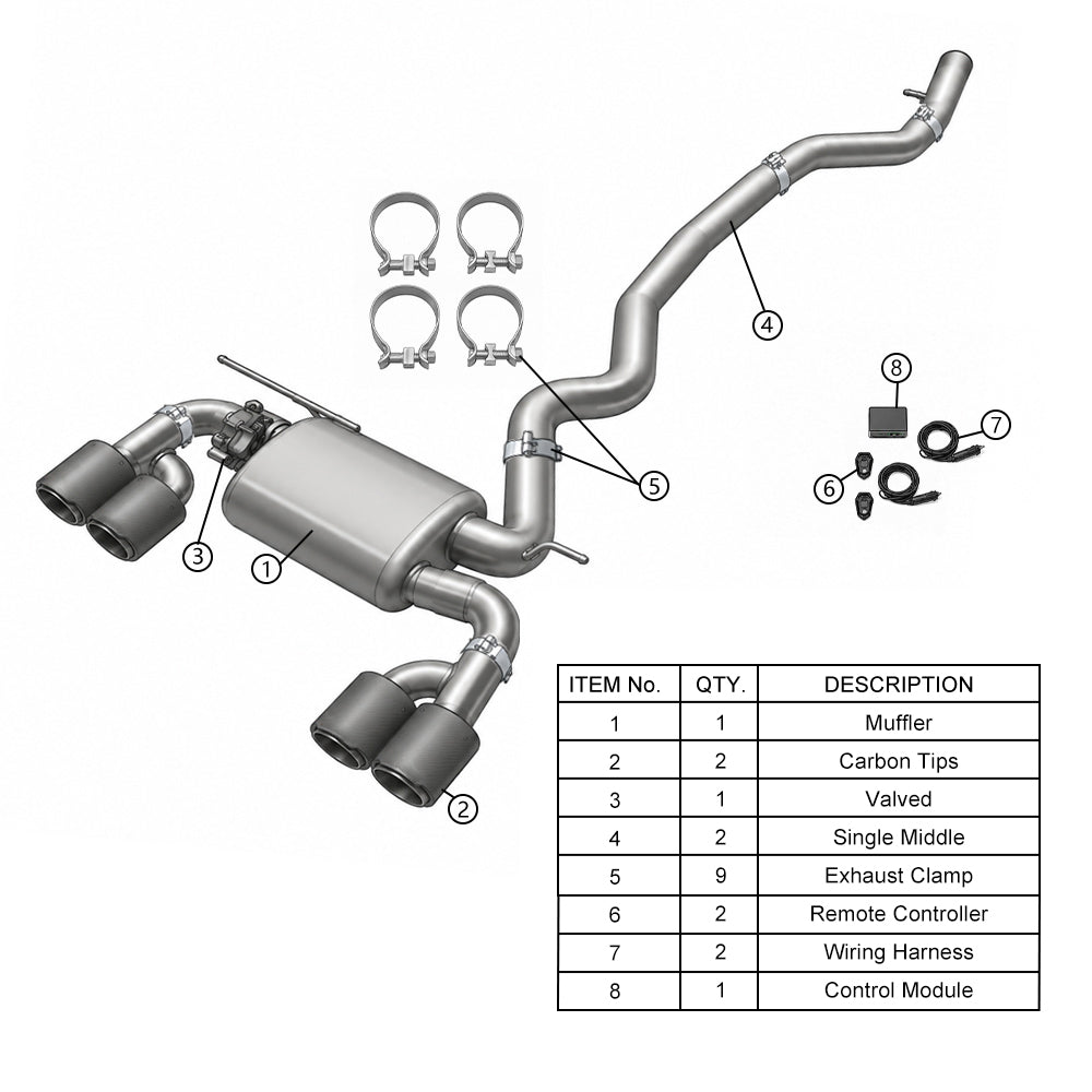 KYOSTAR Valved Sport Catback Exhaust System for 2015-2018 BMW F30 F31 320i 330i B48 2.0T