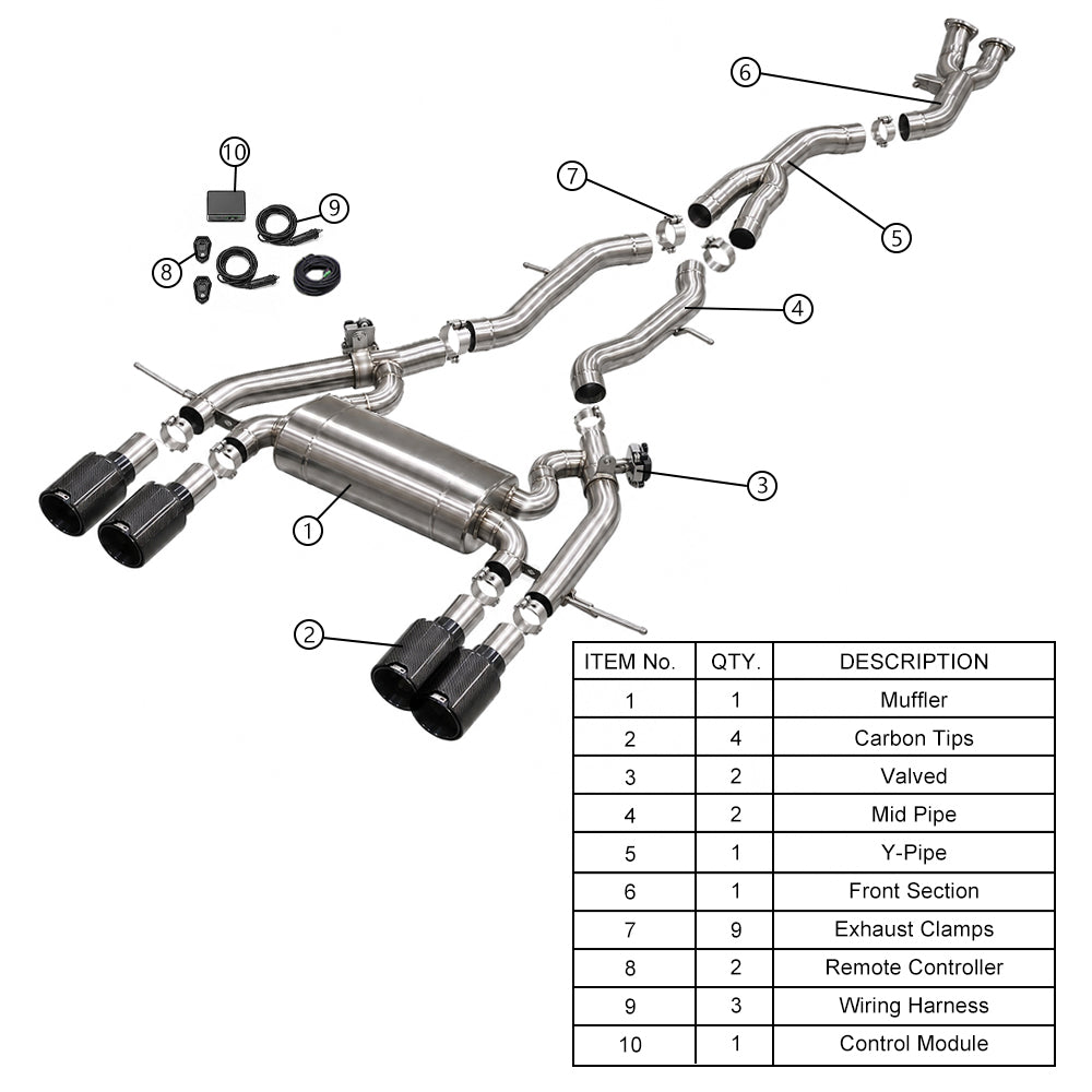 KYOSTAR 89mm Valved Catback Exhaust System w/ Bracket for 2023+ BMW G87 M2 S58 3.0T
