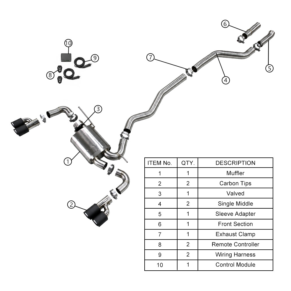 KYOSTAR Valved Sport Catback Exhaust System for 2014-2016 BMW F32 420i 428i N20 2.0T 4-Tip MP Type