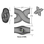 KYOSTAR 3" 76mm Universal 3D Z-Pipe Exhaust Section 217mm Performance Exhaust